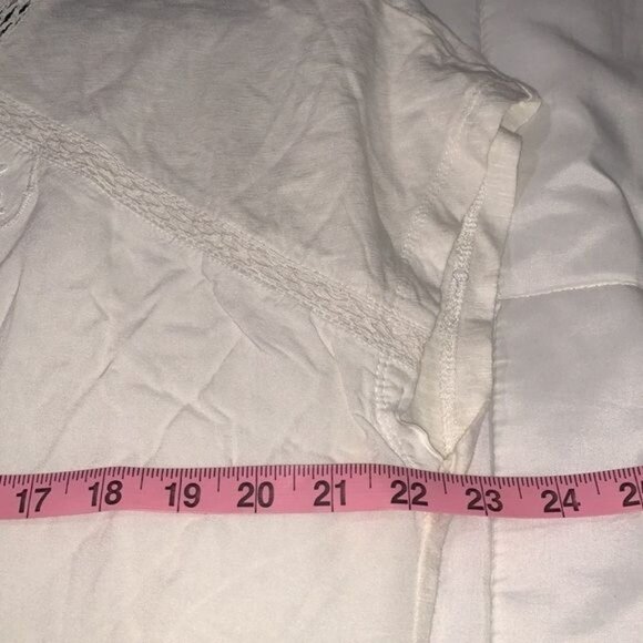 Gloria Vanderbilt Womens White Embroidered V-Neck Top L - Picture 10 of 11